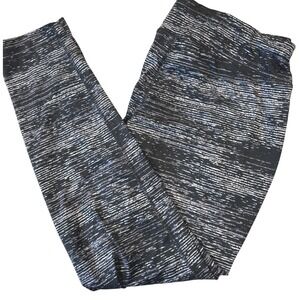 Danskin Now Womens XL XG 16 18 Black White‎ Stripe Athletic Leggings Pants